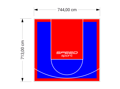 53M2/713X744CM NIEBIESKO-CZERWONE BOISKO DO KOSZYKÓWKI SPEEDSPORT HEXA POWER PRO