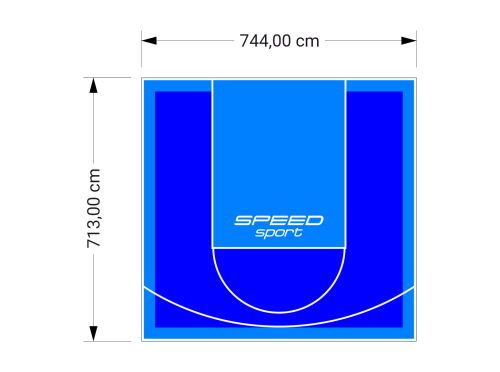 53M2/713X744CM NIEBIESKO-BŁĘKITNE BOISKO DO KOSZYKÓWKI SPEEDSPORT HEXA POWER PRO