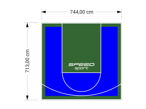 53M2/713X744CM NIEBIESKO-ZIELONE BOISKO DO KOSZYKÓWKI SPEEDSPORT HEXA POWER PRO