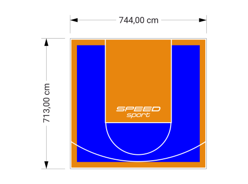 53M2/713X744CM NIEBIESKO-POMARAŃCZOWE BOISKO DO KOSZYKÓWKI SPEEDSPORT HEXA POWER PRO