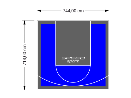 53M2/713X744CM NIEBIESKO-GRAFITOWE BOISKO DO KOSZYKÓWKI SPEEDSPORT HEXA POWER PRO