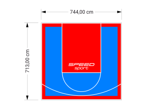53M2/713X744CM BŁĘKITNO-CZERWONE BOISKO DO KOSZYKÓWKI SPEEDSPORT HEXA POWER PRO