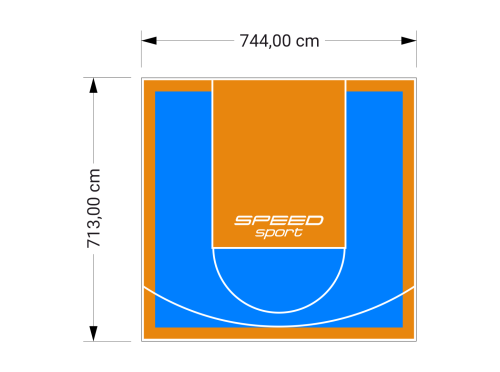 53M2/713X744CM BŁĘKITNO-POMARAŃCZOWE BOISKO DO KOSZYKÓWKI SPEEDSPORT HEXA POWER PRO