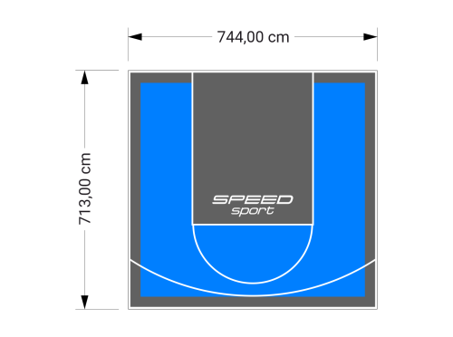 53M2/713X744CM BŁĘKITNO-GRAFITOWE BOISKO DO KOSZYKÓWKI SPEEDSPORT HEXA POWER PRO