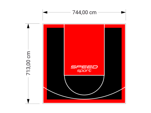 53M2/713X744CM CZARNO-CZERWONE BOISKO DO KOSZYKÓWKI SPEEDSPORT HEXA POWER PRO