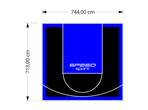 53M2/713X744CM CZARNO-NIEBIESKIE BOISKO DO KOSZYKÓWKI SPEEDSPORT HEXA POWER PRO