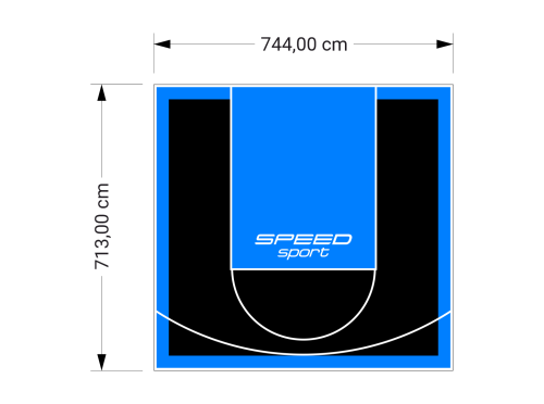 53M2/713X744CM CZARNO-BŁĘKITNE BOISKO DO KOSZYKÓWKI SPEEDSPORT HEXA POWER PRO