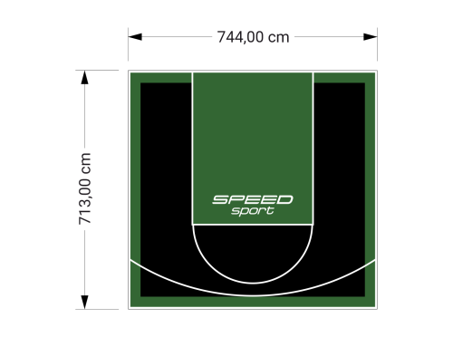 53M2/713X744CM CZARNO-ZIELONE BOISKO DO KOSZYKÓWKI SPEEDSPORT HEXA POWER PRO