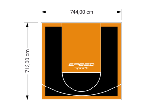 53M2/713X744CM CZARNO-POMARAŃCZOWE BOISKO DO KOSZYKÓWKI SPEEDSPORT HEXA POWER PRO