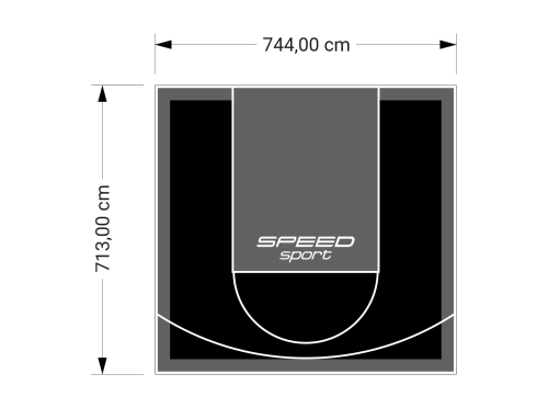 53M2/713X744CM CZARNO-GRAFITOWE BOISKO DO KOSZYKÓWKI SPEEDSPORT HEXA POWER PRO