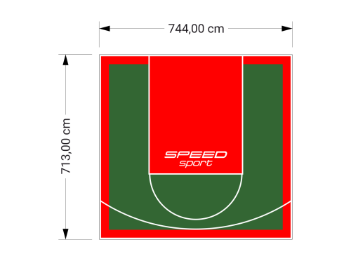 53M2/713X744CM ZIELONO-CZERWONE BOISKO DO KOSZYKÓWKI SPEEDSPORT HEXA POWER PRO
