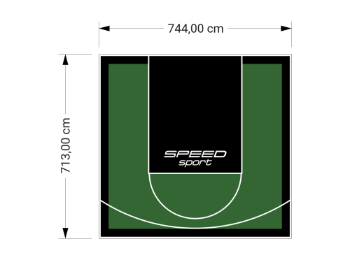 53M2/713X744CM ZIELONO-CZARNE BOISKO DO KOSZYKÓWKI SPEEDSPORT HEXA POWER PRO
