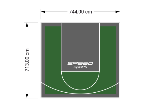 53M2/713X744CM ZIELONO-GRAFITOWE BOISKO DO KOSZYKÓWKI SPEEDSPORT HEXA POWER PRO