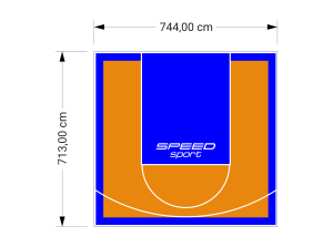 53M2/713X744CM POMARAŃCZOWO-NIEBIESKIE BOISKO DO KOSZYKÓWKI SPEEDSPORT HEXA POWER PRO