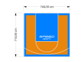 53M2/713X744CM POMARAŃCZOWO-BŁĘKITNE BOISKO DO KOSZYKÓWKI SPEEDSPORT HEXA POWER PRO