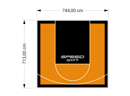 53M2/713X744CM POMARAŃCZOWO-CZARNE BOISKO DO KOSZYKÓWKI SPEEDSPORT HEXA POWER PRO