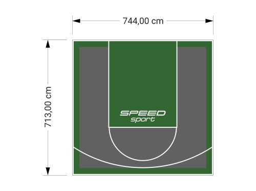 53M2/713X744CM GRAFITOWO-ZIELONE BOISKO DO KOSZYKÓWKI SPEEDSPORT HEXA POWER PRO