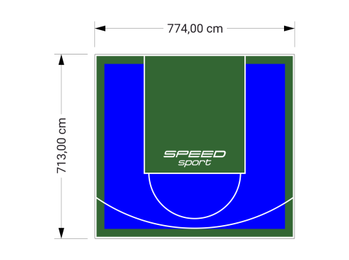 55M2/713X774CM NIEBIESKO-ZIELONE BOISKO DO KOSZYKÓWKI SPEEDSPORT HEXA POWER PRO