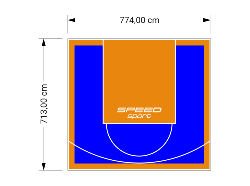 55M2/713X774CM NIEBIESKO-POMARAŃCZOWE BOISKO DO KOSZYKÓWKI SPEEDSPORT HEXA POWER PRO