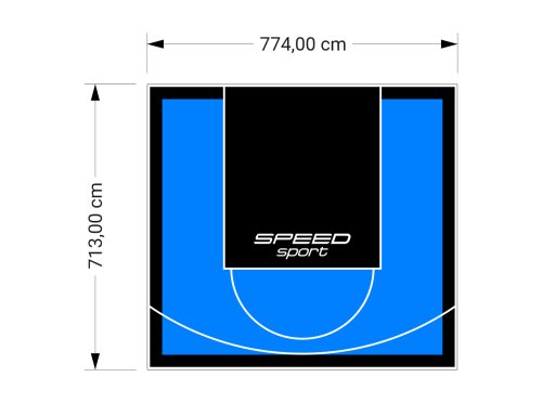 55M2/713X774CM BŁĘKITNO-CZARNE BOISKO DO KOSZYKÓWKI SPEEDSPORT HEXA POWER PRO