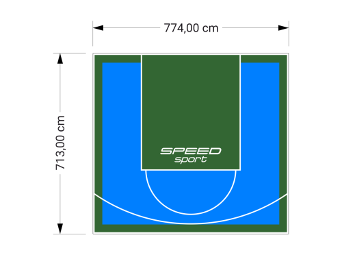 55M2/713X774CM BŁĘKITNO-ZIELONE BOISKO DO KOSZYKÓWKI SPEEDSPORT HEXA POWER PRO