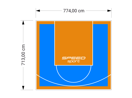 55M2/713X774CM BŁĘKITNO-POMARAŃCZOWE BOISKO DO KOSZYKÓWKI SPEEDSPORT HEXA POWER PRO