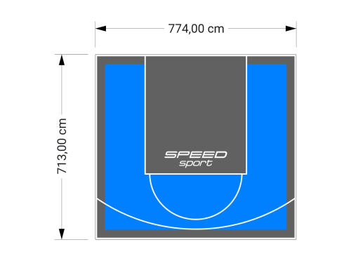 55M2/713X774CM BŁĘKITNO-GRAFITOWE BOISKO DO KOSZYKÓWKI SPEEDSPORT HEXA POWER PRO