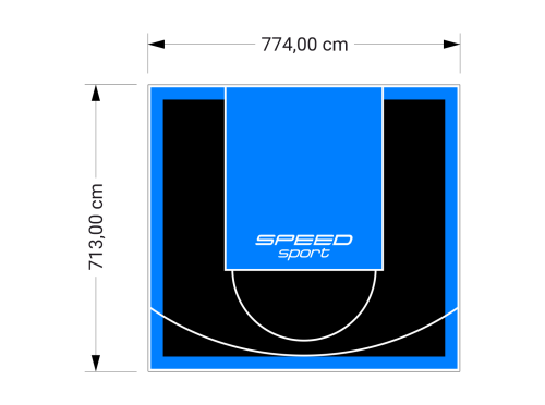 55M2/713X774CM CZARNO-BŁĘKITNE BOISKO DO KOSZYKÓWKI SPEEDSPORT HEXA POWER PRO