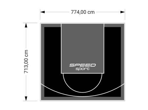 55M2/713X774CM CZARNO-GRAFITOWE BOISKO DO KOSZYKÓWKI SPEEDSPORT HEXA POWER PRO
