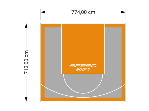 55M2/713X774CM SZARO-POMARAŃCZOWE BOISKO DO KOSZYKÓWKI SPEEDSPORT HEXA POWER PRO
