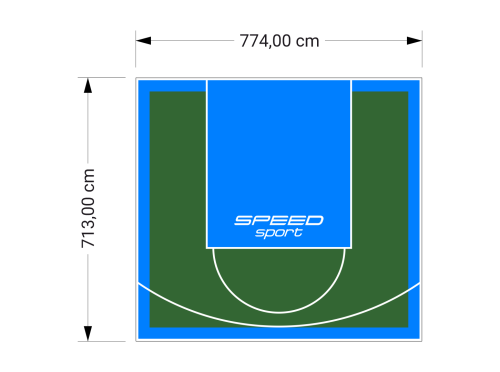 55M2/713X774CM ZIELONO-BŁĘKITNE BOISKO DO KOSZYKÓWKI SPEEDSPORT HEXA POWER PRO