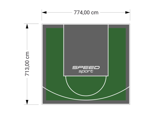 55M2/713X774CM ZIELONO-GRAFITOWE BOISKO DO KOSZYKÓWKI SPEEDSPORT HEXA POWER PRO