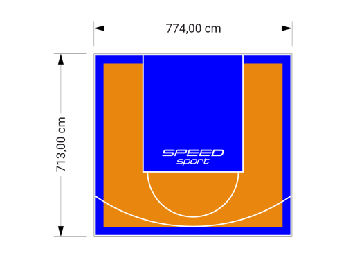 55M2/713X774CM POMARAŃCZOWO-NIEBIESKIE BOISKO DO KOSZYKÓWKI SPEEDSPORT HEXA POWER PRO