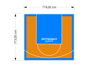 55M2/713X774CM POMARAŃCZOWO-BŁĘKITNE BOISKO DO KOSZYKÓWKI SPEEDSPORT HEXA POWER PRO
