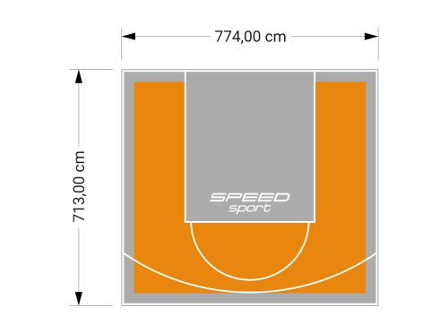 55M2/713X774CM POMARAŃCZOWO-SZARE BOISKO DO KOSZYKÓWKI SPEEDSPORT HEXA POWER PRO