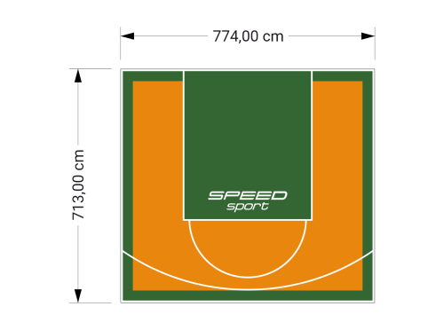 55M2/713X774CM POMARAŃCZOWO-ZIELONE BOISKO DO KOSZYKÓWKI SPEEDSPORT HEXA POWER PRO