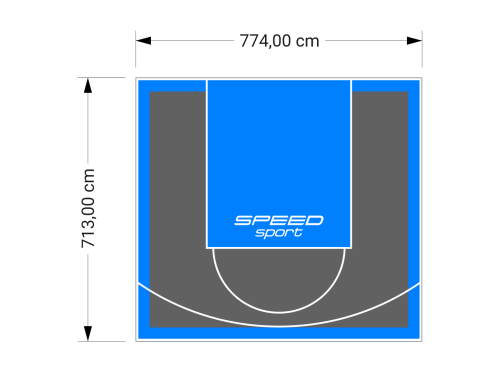 55M2/713X774CM GRAFITOWO-BŁĘKITNE BOISKO DO KOSZYKÓWKI SPEEDSPORT HEXA POWER PRO