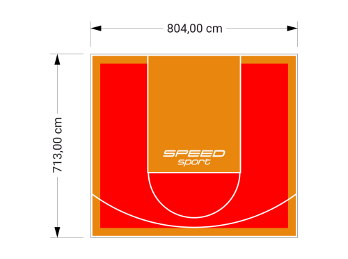 57M2/713X804CM CZERWONO-POMARAŃCZOWE BOISKO DO KOSZYKÓWKI SPEEDSPORT HEXA POWER PRO