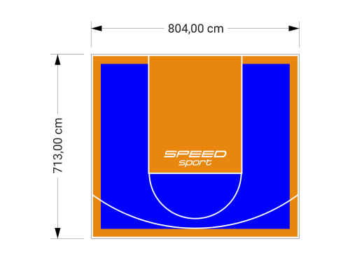 57M2/713X804CM NIEBIESKO-POMARAŃCZOWE BOISKO DO KOSZYKÓWKI SPEEDSPORT HEXA POWER PRO