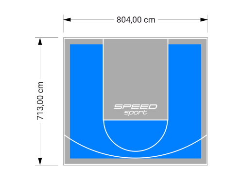 57M2/713X804CM BŁĘKITNO-SZARE BOISKO DO KOSZYKÓWKI SPEEDSPORT HEXA POWER PRO