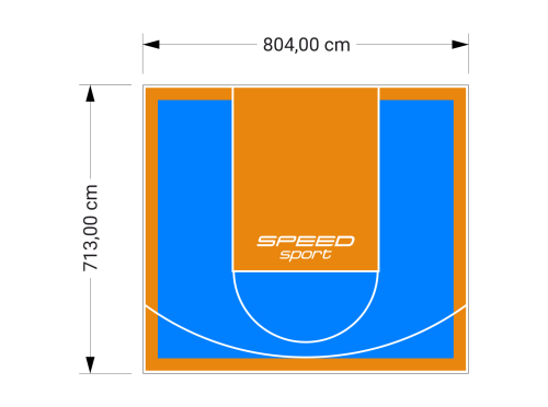 57M2/713X804CM BŁĘKITNO-POMARAŃCZOWE BOISKO DO KOSZYKÓWKI SPEEDSPORT HEXA POWER PRO