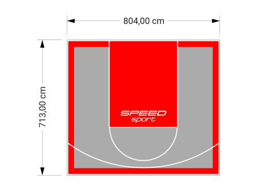 57M2/713X804CM SZARO-CZERWONE BOISKO DO KOSZYKÓWKI SPEEDSPORT HEXA POWER PRO