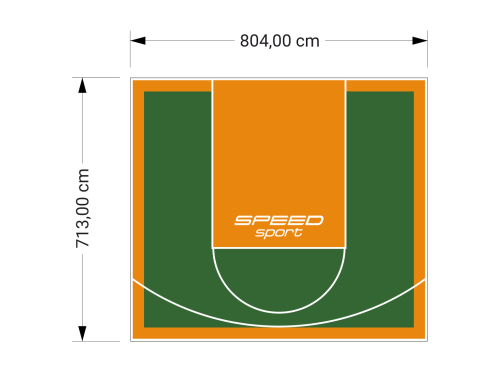 57M2/713X804CM ZIELONO-POMARAŃCZOWE BOISKO DO KOSZYKÓWKI SPEEDSPORT HEXA POWER PRO