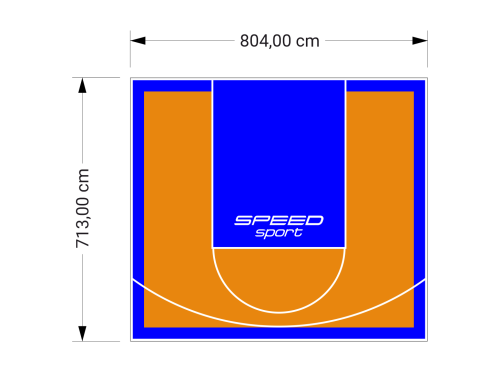 57M2/713X804CM POMARAŃCZOWO-NIEBIESKIE BOISKO DO KOSZYKÓWKI SPEEDSPORT HEXA POWER PRO