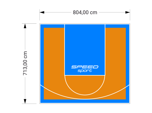 57M2/713X804CM POMARAŃCZOWO-BŁĘKITNE BOISKO DO KOSZYKÓWKI SPEEDSPORT HEXA POWER PRO