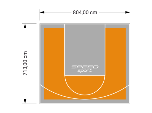 57M2/713X804CM POMARAŃCZOWO-SZARE BOISKO DO KOSZYKÓWKI SPEEDSPORT HEXA POWER PRO