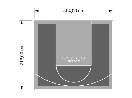 57M2/713X804CM GRAFITOWO-SZARE BOISKO DO KOSZYKÓWKI SPEEDSPORT HEXA POWER PRO