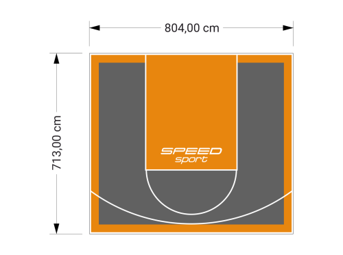 57M2/713X804CM GRAFITOWO-POMARAŃCZOWE BOISKO DO KOSZYKÓWKI SPEEDSPORT HEXA POWER PRO