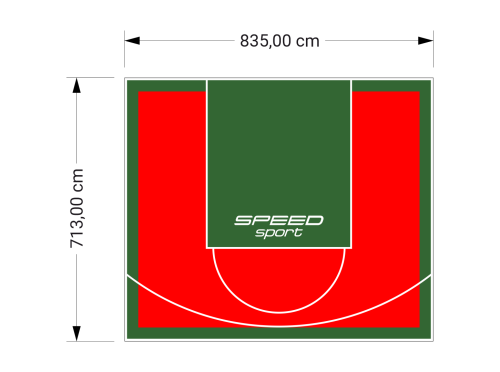 60M2/713X835CM CZERWONO-ZIELONE BOISKO DO KOSZYKÓWKI SPEEDSPORT HEXA POWER PRO