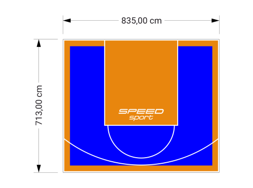 60M2/713X835CM NIEBIESKO-POMARAŃCZOWE BOISKO DO KOSZYKÓWKI SPEEDSPORT HEXA POWER PRO